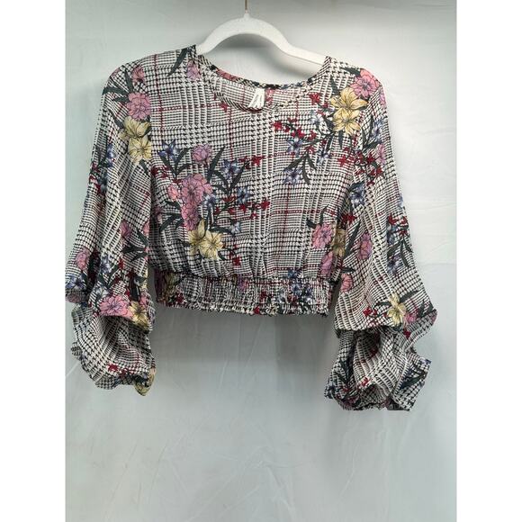 Live 4 Truth women’s S floral crop blouse balloon sleeves - Picture 1 of 10